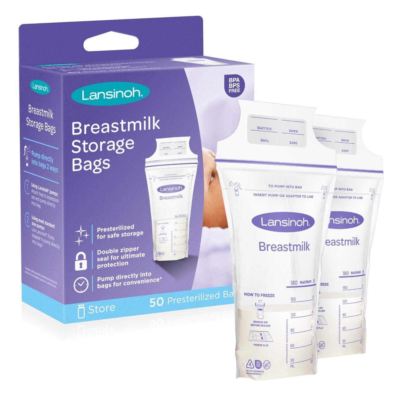 Lansinoh Breastmilk Storage Bags, 50 Count, 6 Ounce Lansinoh wearable pump replacement parts