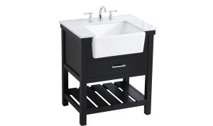 30 Inch White Vanity With Black Hardware Ideal For Any Bath 30 Inch White Vanity With Black Hardware Ideal For Any Bath